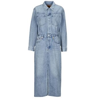 Levis  WESTERN DENIM MIDI DRESS  Dlhé šaty Modrá