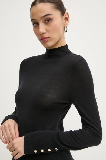 Vlnený sveter Abercrombie & Fitch dámsky, čierna farba, tenký, s rolákom, KI150-4348