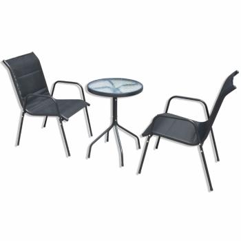 Záhradný bistro set 3 ks kov / textilen Dekorhome Černá