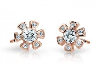 Cutie Jewellery Detské náušnice z ružového zlata C2156-30-X-4 biela