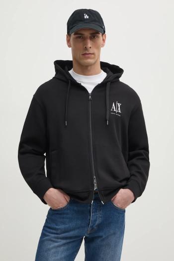 Mikina Armani Exchange pánska, čierna farba, s kapucňou, s nášivkou, XM000371 AF10818