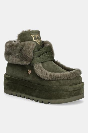 Semišové sněhule Naked Wolfe Bambi zelená barva, Bambi Suede Shearling Dark Olive