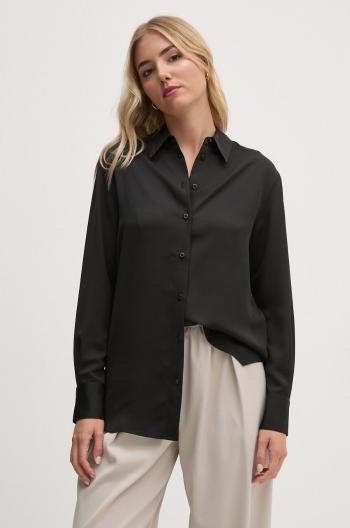 Košeľa Calvin Klein dámska, čierna farba, voľný strih, s klasickým golierom, K20K207992