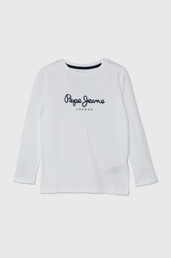Detská bavlnená košeľa s dlhým rukávom Pepe Jeans NEW HERMAN biela farba, s potlačou, PB503919