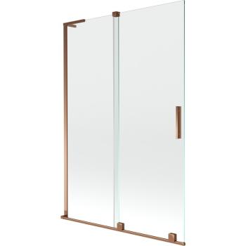 MEXEN/S - Velar L dvojkrídlová posuvná vaňová zástena 120 x 150 cm, transparent, ružové zlato 896-120-003-01-60