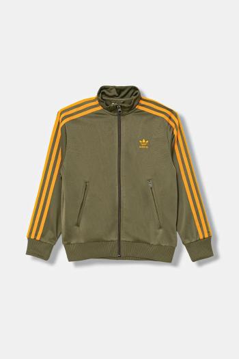 Detská mikina adidas Originals zelená farba, s nášivkou, JZ4086