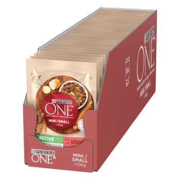 26x85g PURINA ONE Mini Active marha & sárgarépa nedves kutyaeledel