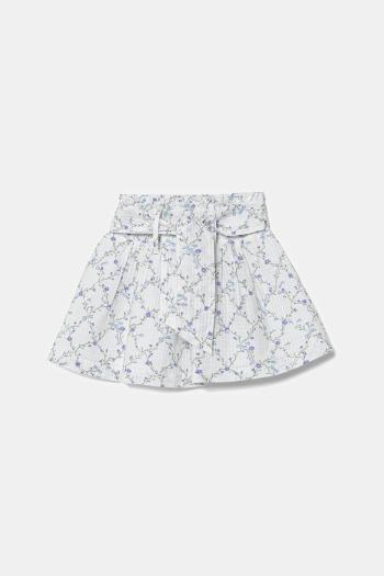 Dievčenská bavlnená sukňa United Colors of Benetton biela farba, mini, áčkový strih, 40VFG0013