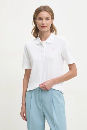 Polo tričko Tommy Hilfiger dámske, biela farba, WW0WW43224