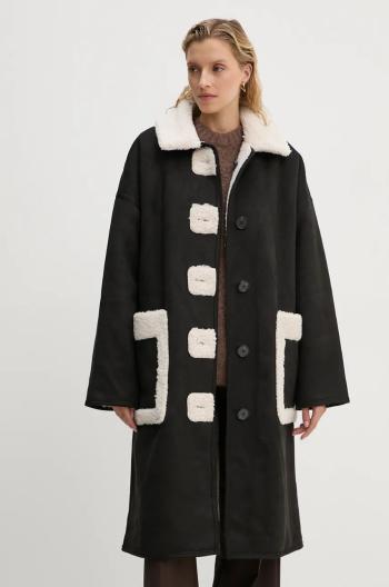 Kabát s prímesou vlny MUNTHE TIBUR čierna farba, prechodná, oversize, 243154024342