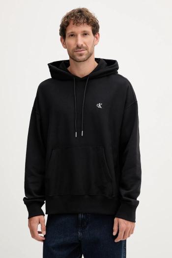 Mikina Calvin Klein Jeans čierna farba, s kapucňou, jednofarebná, LV04RC278G