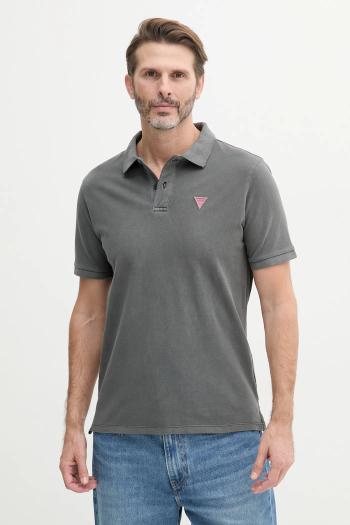 Bavlnené polo tričko Guess šedá farba, jednofarebné, F5GP00 K9WF1