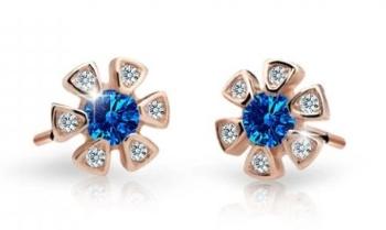 Cutie Jewellery Detské náušnice z ružového zlata C2156-30-X-4 modrá