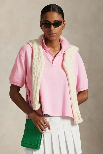 Bavlnené polo tričko Polo Ralph Lauren Wimbledon Collection ružová farba, 211970411