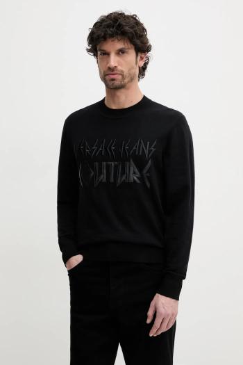 Sveter s prímesou kašmíru Versace Jeans Couture pánsky, čierna farba, tenký, 78GAFM17 CM06H