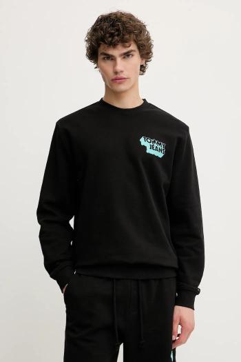 Bavlnená mikina Tommy Jeans čierna farba, s potlačou, DM0DM21640