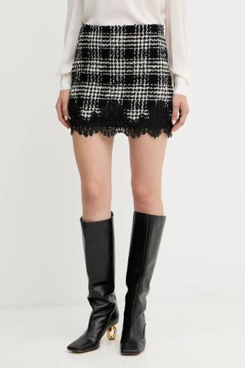 Vlnená sukňa Twinset čierna farba, mini, áčkový strih, 252TT2112