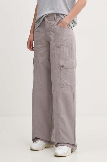 Nohavice Guess Originals dámske, hnedá farba, rovné, vysoký pás