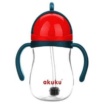 AKUKU kúzelná fľaša so slamkou a závažím modro/červený, 280 ml (5907644001644)