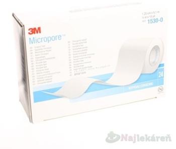 3M MICROPORE náplasť biela, cievka 1,25cmx9,1m, zo špeciálneho papiera 24ks