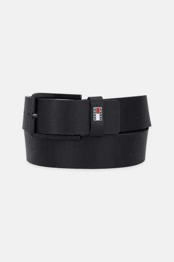 Kožený opasok Tommy Jeans pánsky, čierna farba, AM0AM12928
