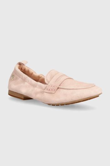 Semišové mokasíny Tommy Hilfiger TH SUEDE MOCCASIN dámske, ružová farba, na plochom podpätku, FW0FW07714
