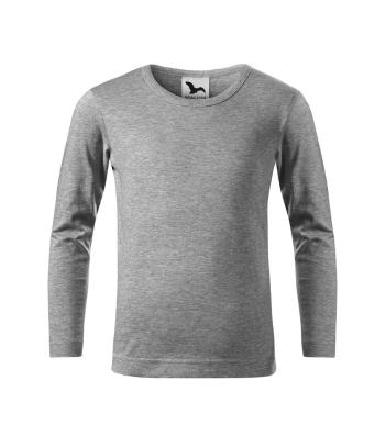 MALFINI Detské tričko s dlhým rukávom Long Sleeve - Tmavošedý melír | 110 cm (4 roky)