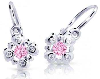 Cutie Jewellery Trblietavé detské náušnice z bieleho zlata C2253-10-X-2 ružová