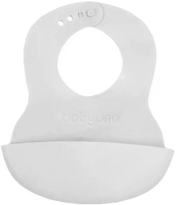BABYONO Podbradník mäkký plastový s vreckom bez BPA grey 6m+