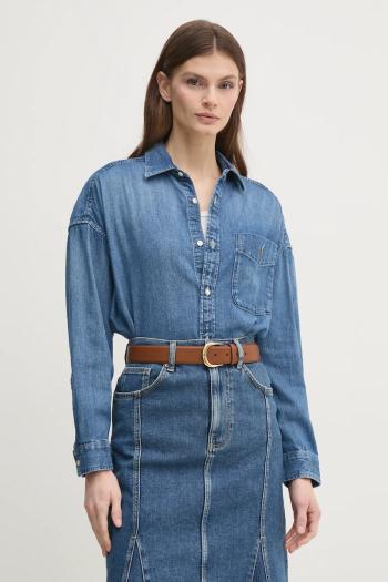 Rifľová košeľa Polo Ralph Lauren dámska, voľný strih, s klasickým golierom, 211969398