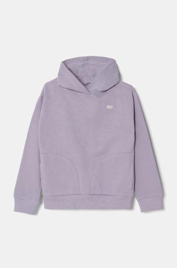 Detská mikina Levi's BATWING CHEST HIT HOODIE fialová farba, s kapucňou, jednofarebná, 4EL078