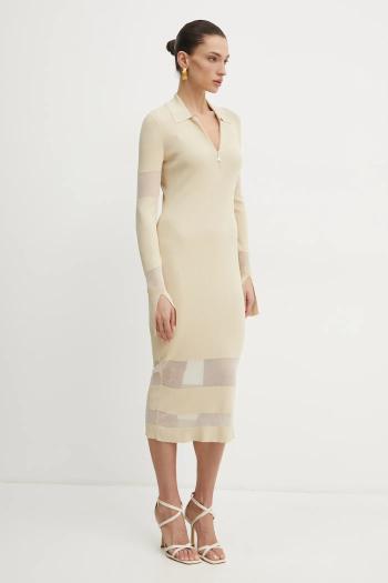 Šaty Patrizia Pepe béžová farba, midi, priliehavé, 8A1420 K078