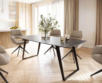 Jedálenský stôl Edge 200x100 cm keramický zaoblený Laminam® Nero Greco