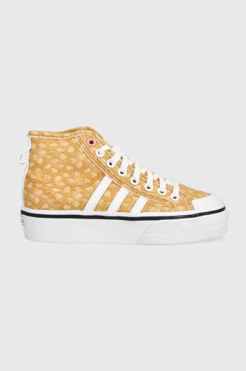 Tenisky adidas Originals Disney Nizza GZ1657-WHT/LGBR, dámske, hnedá farba