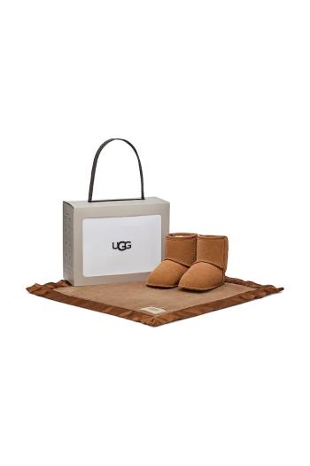 Semišové topánky pre bábätká UGG CLASSIC AND LOVEY hnedá farba, 1157707I