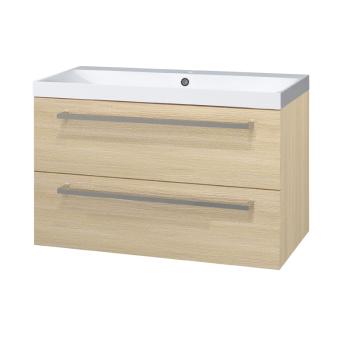 MEREO - Bino, kúpeľňová skrinka s umývadlom z liateho mramoru 101 cm, dub Sand Barbera CN632M