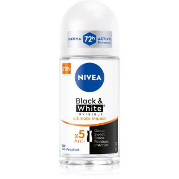 Nivea Invisible Black & White Ultimate Impact guličkový antiperspirant pre ženy 50 ml