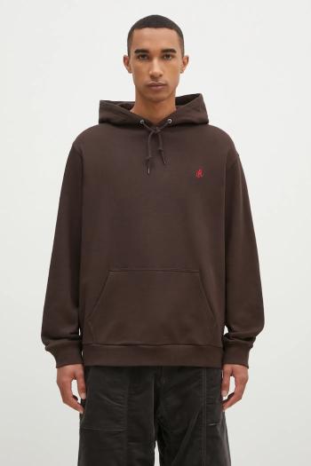 Bavlnená mikina Gramicci One Point Hooded Sweatshirt pánska, hnedá farba, s kapucňou, jednofarebná