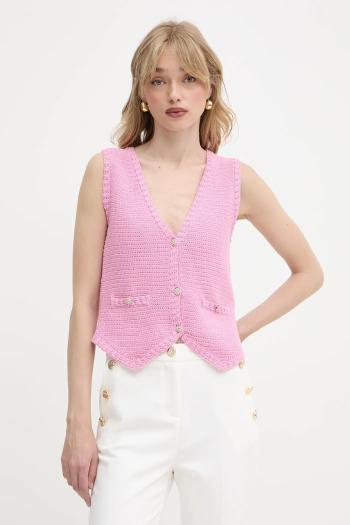 Bavlnená vesta Morgan ružová farba, teplá, MGILET