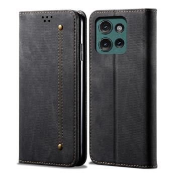 DENIM Peňaženkový kryt pre Motorola Moto G75 5G čierny