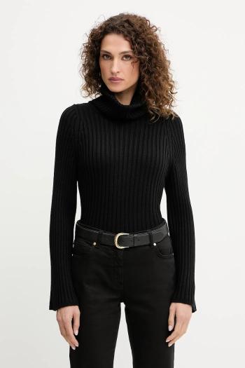 Vlnený sveter Luisa Spagnoli čierna farba, s rolákom, 100120