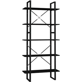 Shumee s 5 policami čierna, 80 × 30 × 175 cm, borové drevo, 3081997