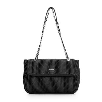 Crossbody z ekokože s retiazkou čierna 99-4Y-634-1