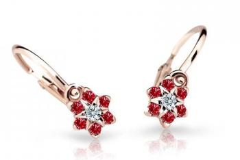 Cutie Jewellery Pôvabné detské náušnice z ružového zlata C2152-10-X-4 červená