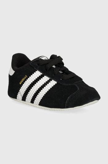 Semišové topánky pre bábätká adidas Originals GAZELLE CRIB čierna farba, JI2046