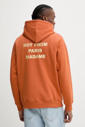 Bavlnená mikina Drôle de Monsieur Le Hoodie Slogan pánska, oranžová farba, s kapucňou, jednofarebná, G-HO162-CO127-RT
