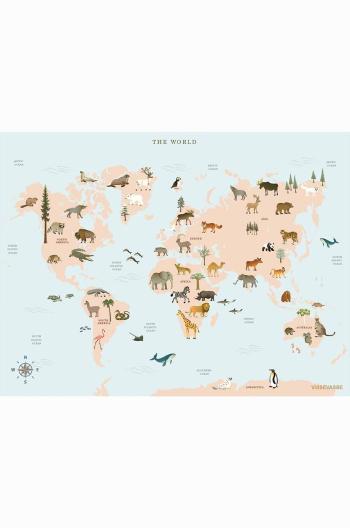 Vissevasse Plagát World Map Animal 50x70 cm