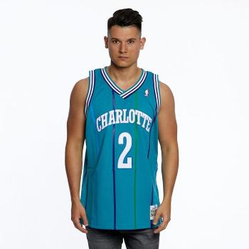 Mitchell & Ness Charlotte Hornets #2 Larry Johnson teal/white Swingman Jersey  - M