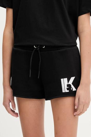 Šortky Karl Lagerfeld Jeans čierna farba, s nášivkou, vysoký pás, A3W10125
