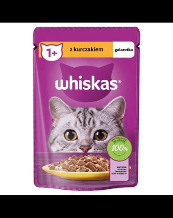 WHISKAS Adult plic 85g hrana umeda pentru pisici adulte in jeleu de pui